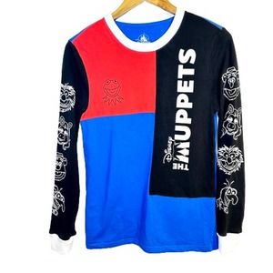Disney Parks The Muppets Long Sleeve Color Block Shirt Red Black Blue small